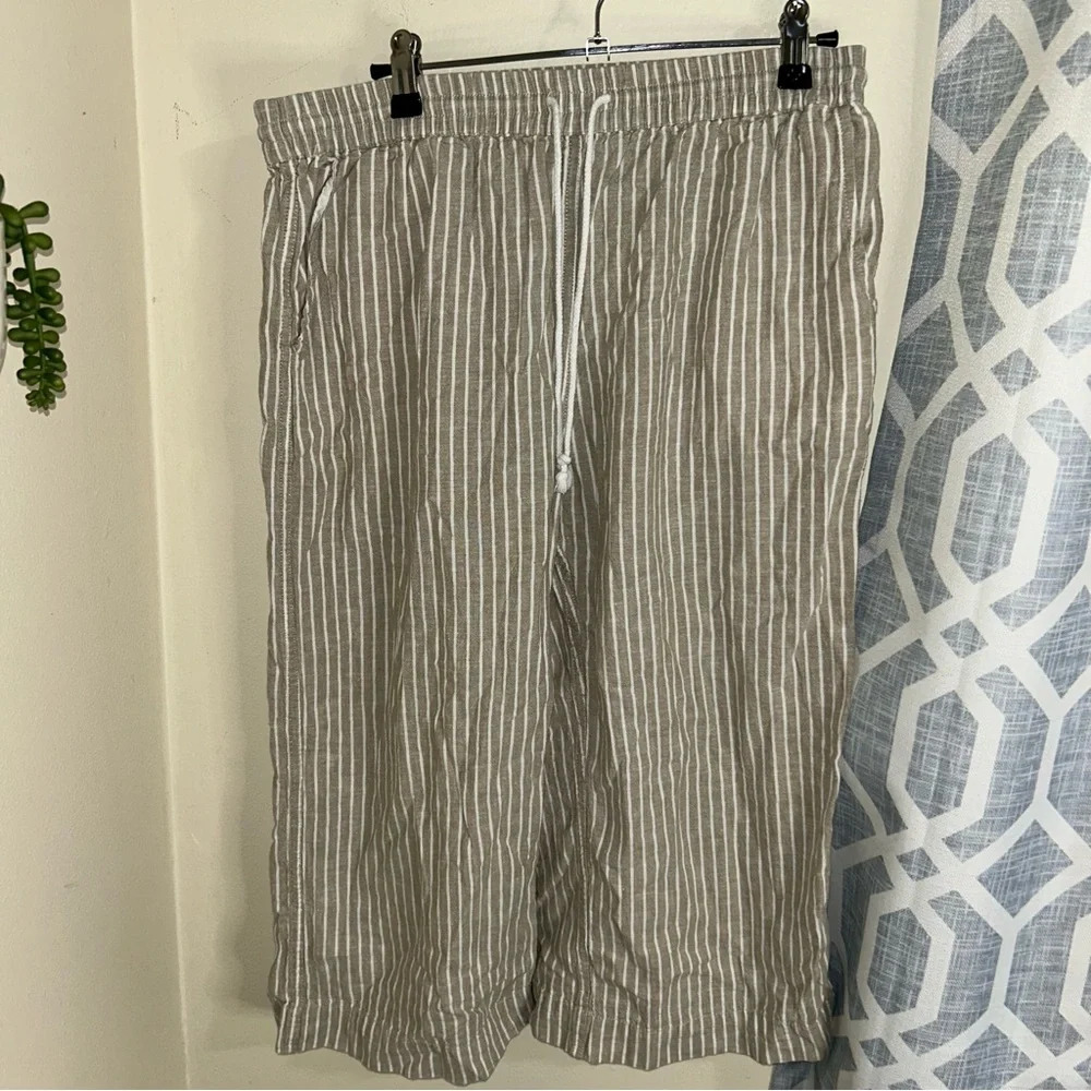 BeachLunchLounge Margot Drawstring Linen Blend Striped Pants Size M